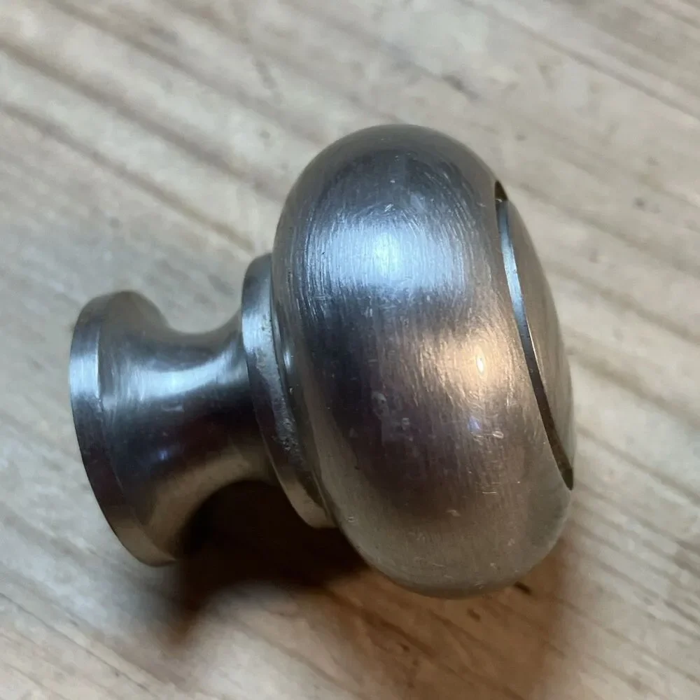 Lot Of 24 1.25 In Brushed Nickel Round Knob Heavy No Screws Previously Used